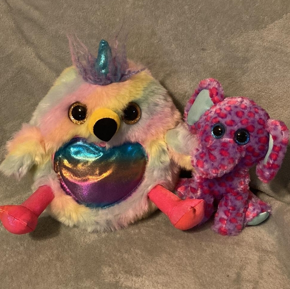 Rainbow Plush Lot - Set of 2 - Bird and Elephant - Picture 1 of 6